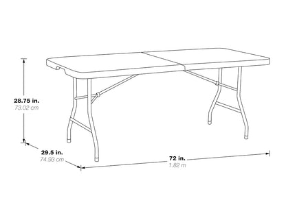Office Star Resin Multipurpose Rectangle Table, 6-Feet, Center Folding