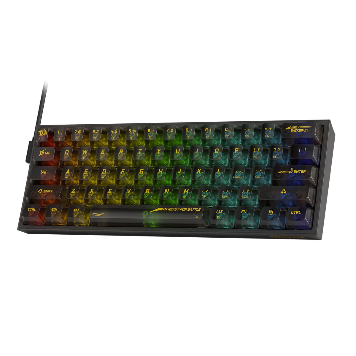 Redragon K617 SE 60% Teclado para Juegos RGB con Cable, Teclado mecánico Compacto y Transparente de 61 Teclas con Placa translúcida, Interruptor Lineal Personalizado, Compatible con Driver