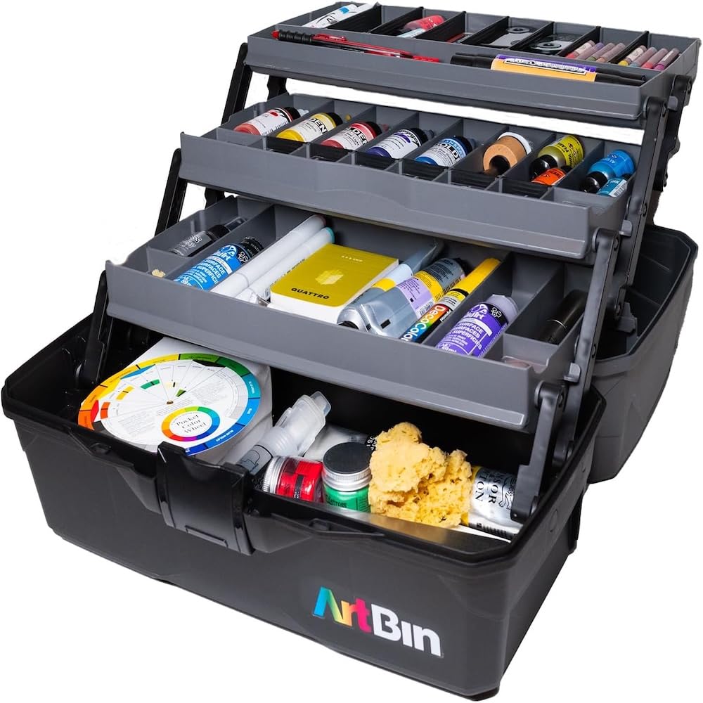 ArtBin Caja Organizadora para Manualidades con Charola, 13 x 14 x 7 Pulgadas - Tres bandejas