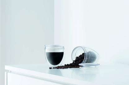 Bodum Vaso de doble pared irrompible con tapa, 2 unidades, Transparente, 10 oz, 1