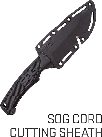 SOG - Cuchillo de supervivencia con vaina, cuchillo de campo de hoja fija, cuchillo táctico de 4 pulgadas y cuchillo de Bushcraft con hoja de cuchillo de caza de espiga completa (FK1001-CP)