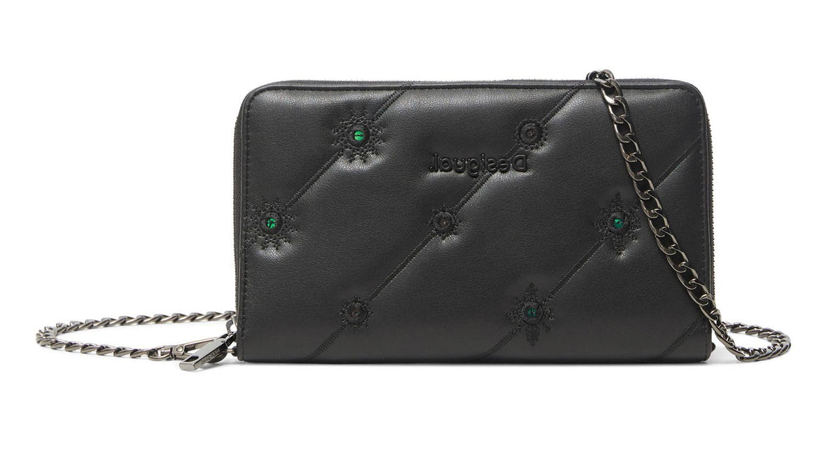 Desigual Cartera larga para mujer, Negro, U