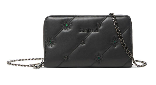 Desigual Cartera larga para mujer, Negro, U