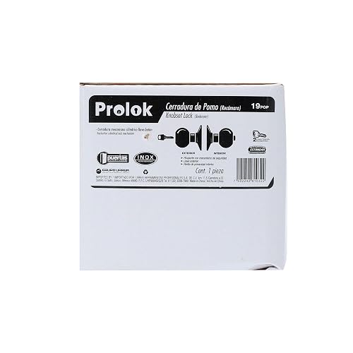 Lock Prolok 19POP Pomo cilíndrico bola función recámara, acero inoxidable, llave estándar, en caja