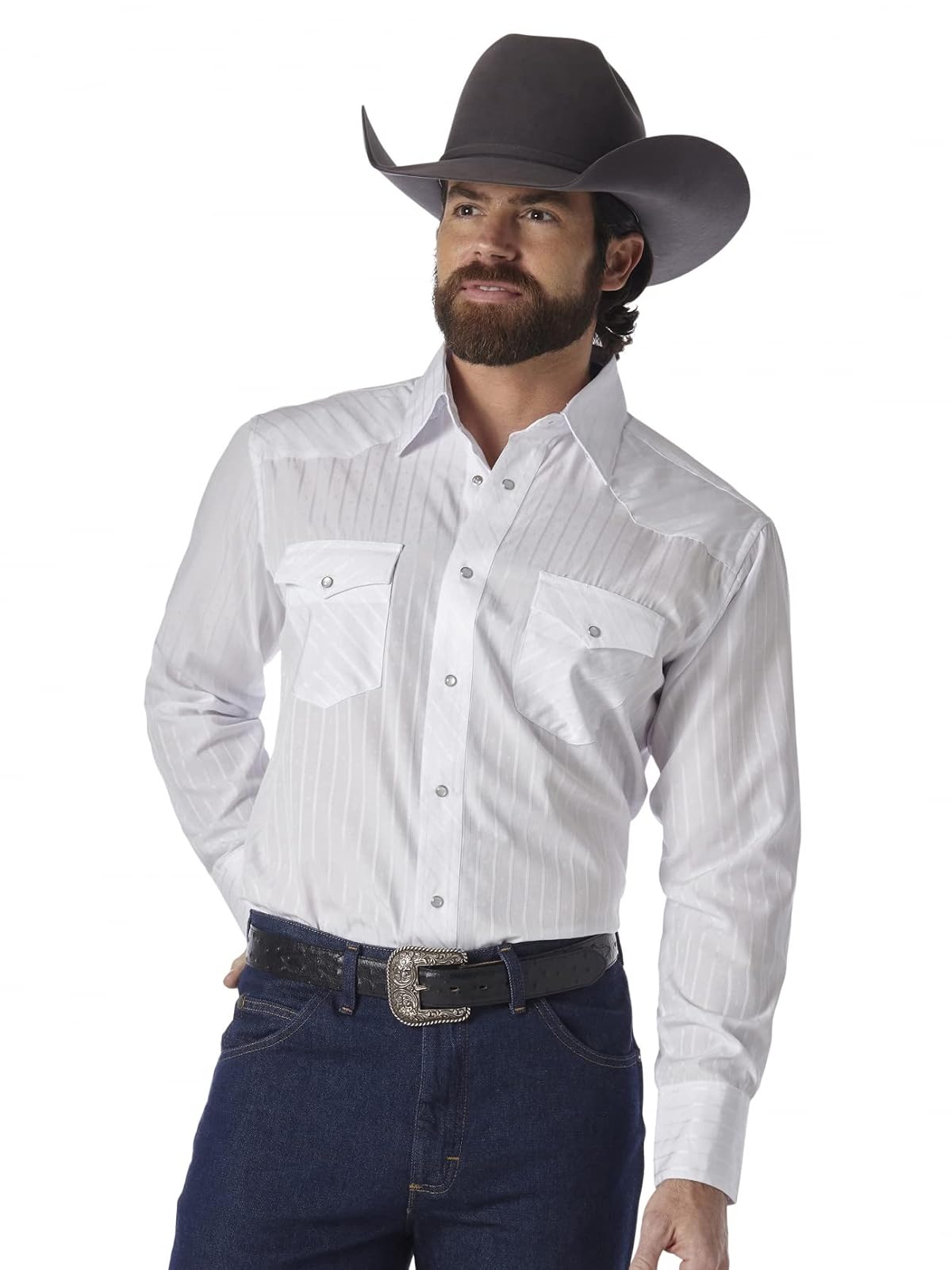 Wrangler Camisa Sport Western de Algodón para Hombre - Blanco - M