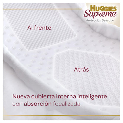 Pañal Huggies Supreme, unisex con 40 pzs, etapa Recién Nacido, para bebés de hasta 3.5 kg. Único clinica y dermatologicamente probado