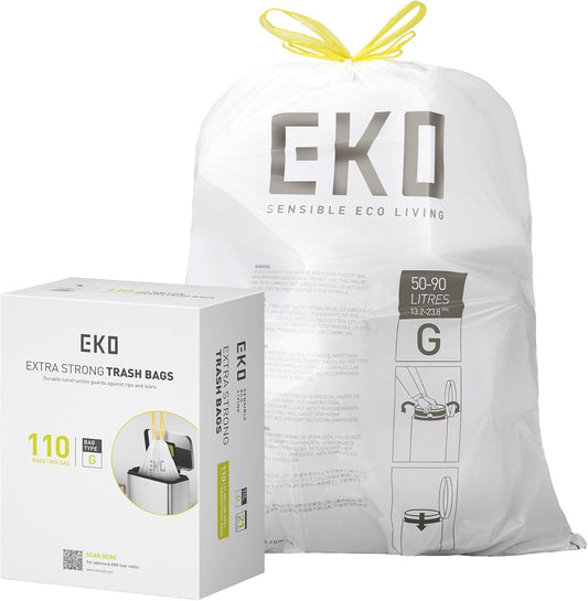 EKO Bolsas de Basura extrafuertes con cordónTamaño G. 50-90 Litros. 110 unidades.