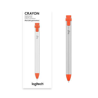 Logitech Crayon, Lápiz Digital Crayon para Todos los iPads (Versiones de 2018 y posteriores) con tecnología Apple Pencil, diseño estabilizador y Punta Inteligente dinámica.