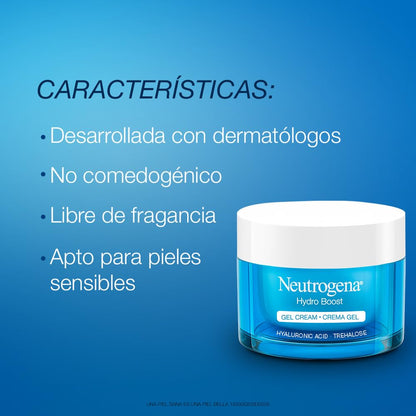 Neutrogena Crema Hidratante Facial en Gel Hydro Boost sin fragancia Ácido Hialurónico 50 ml