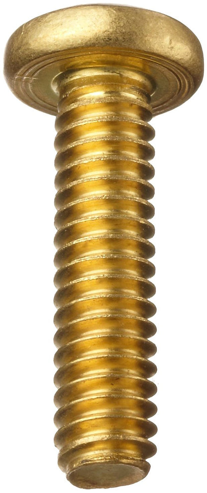 Brass Machine Screw, Plain Finish, Pan Head, Phillips Drive, 3/4" Length, #8-32 Threads (Pack of 100)