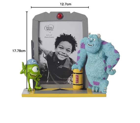 Adorable Monsters, Inc. - Marco de fotos de Precious Moments Perfect Disney Showcase, regalo Pixar Love Your Inner Monster - Soporte de fotos de 3 x 5 pulgadas, compatibilidad con imágenes, decoración