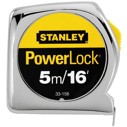 STANLEY Cinta Métrica PowerLock 8 m, Recubrimiento Mylar - Amarillo - 4.9 m