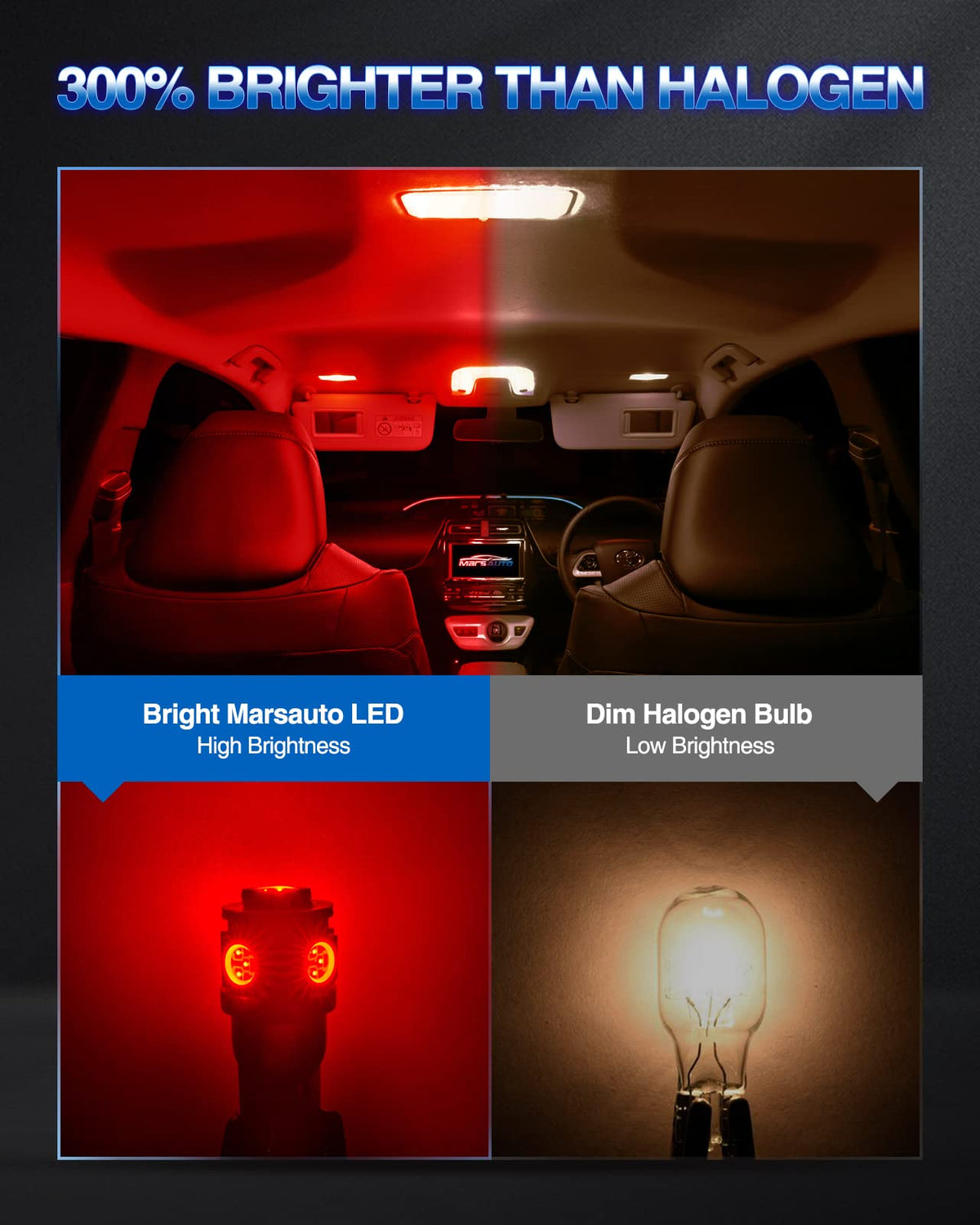 Marsauto 194/T10 Focos LED Rojos 5 SMD sin Polaridad para Cúpula, Mapa, Puerta, Matrícula, Paquete de 10