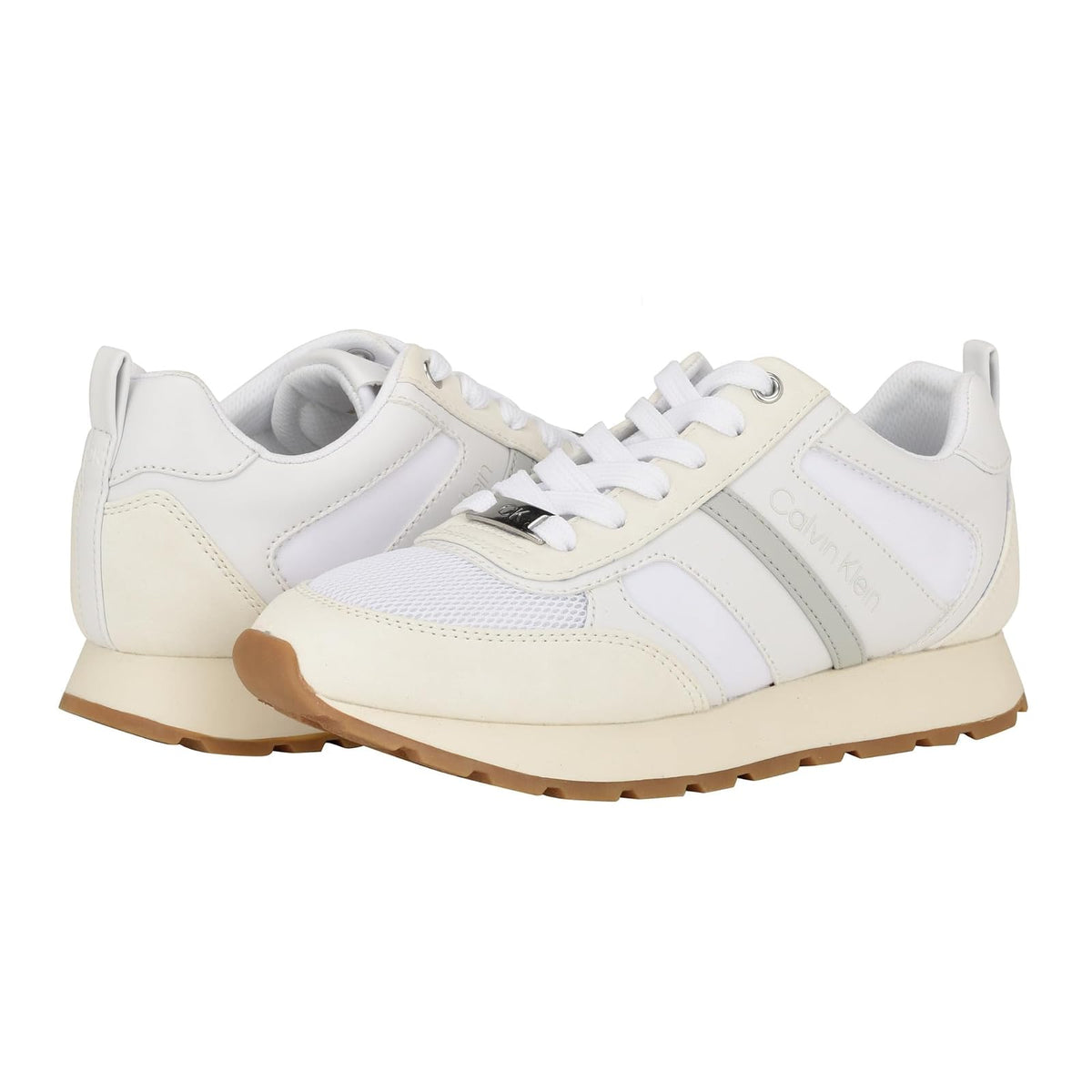 Calvin Klein Tenis Carlla con Agujetas para Mujer - 25.5 cm - Blanco - Beige Multi 144