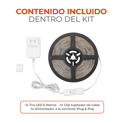 Tecnolite - Tira LED 5 Metros 12 W Luz Verde, Interiores, Plug and Play, No atenuable, Recortable