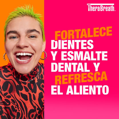 TheraBreath Enjuague Bucal sin Alcohol Anticaries Menta Reluciente, 473 ml. | Ayuda a Combatir la Caries, Fortalece el Esmalte Dental y Refresca el Aliento. Sin Ardor ni Colorantes Artificiales