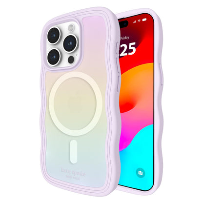 Kate Spade New York Funda para iPhone 15 Pro, Compatible con MagSafe - Wavy Iridescent