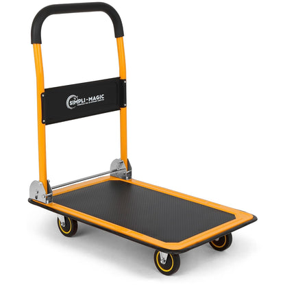 SIMPLI-MAGIC - Carro de Empuje para Carretilla, 350 Libras, Plataforma móvil Plegable, fácil Almacenamiento, Ruedas giratorias de 360 Grados, Carrito de Cama Plana