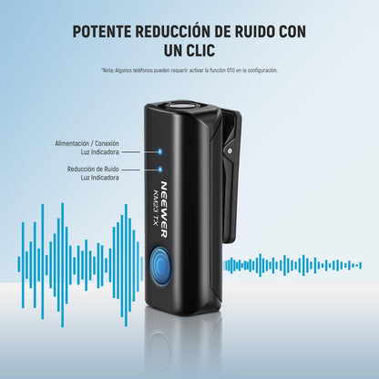 NEEWER Sistema Micrófono Inalámbrico Lavalier, 1 Receptor USB C con Adaptador OTG y 2 Transmisores Condensador Omnidireccionales con Cancelar Ruido Compatible con iPhone 16 Pro MAX S24 Ultra, KM23