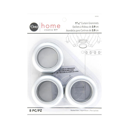 Dritz Ojales para Cortina, 4 cm de Diámetro, 8 Piezas - Redondo - Each - Plata cepillada
