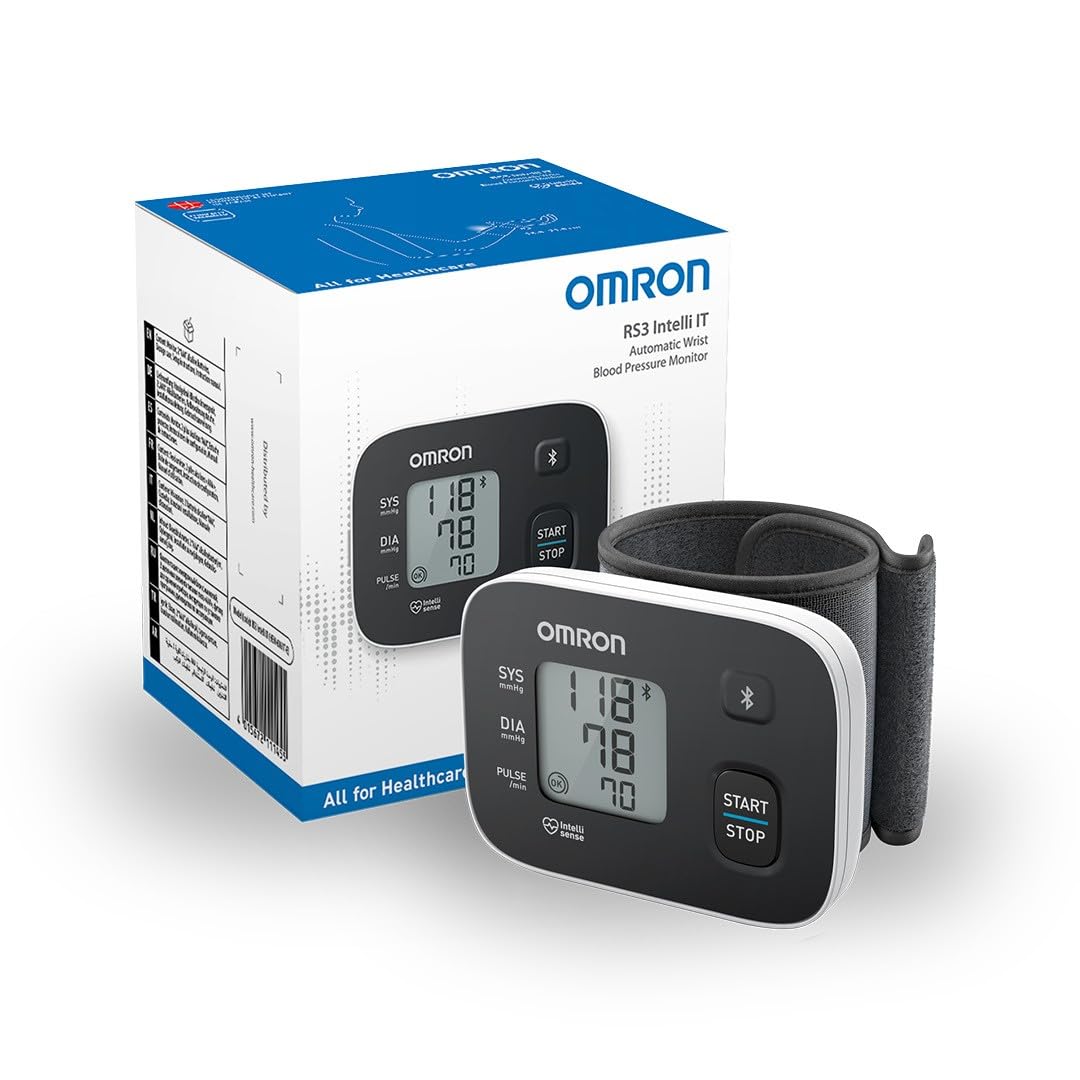 OMRON RS3 Baumanómetro de Muñeca, Bluetooth y App OMRON Connect | Validado clínicamente. Bluetooth y app OMRON connect. Muñeca 13.5-21.5 cm. Memoria 30 lecturas. Guía de ajuste de brazalete.