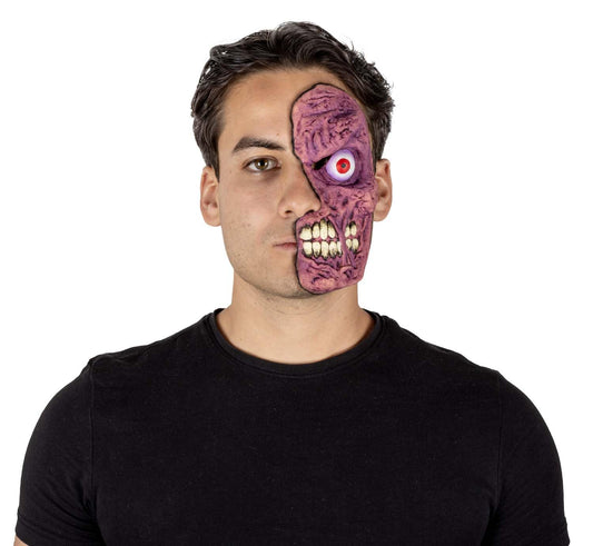Ghoulish Productions Aplicación Half Mask Purple Zombie, Aplicación de látex Zombie, Ideal para usar en Maquillajes de Halloween y Caracterización