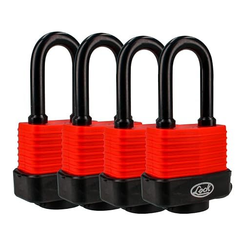 Lock J4CIL Juego de candados impermeables largos 40 mm, llave estándar, 4 piezas