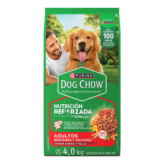 Purina Dog Chow Adulto Raza Mediana y Grande Sabor Carne y Pollo 4Kg