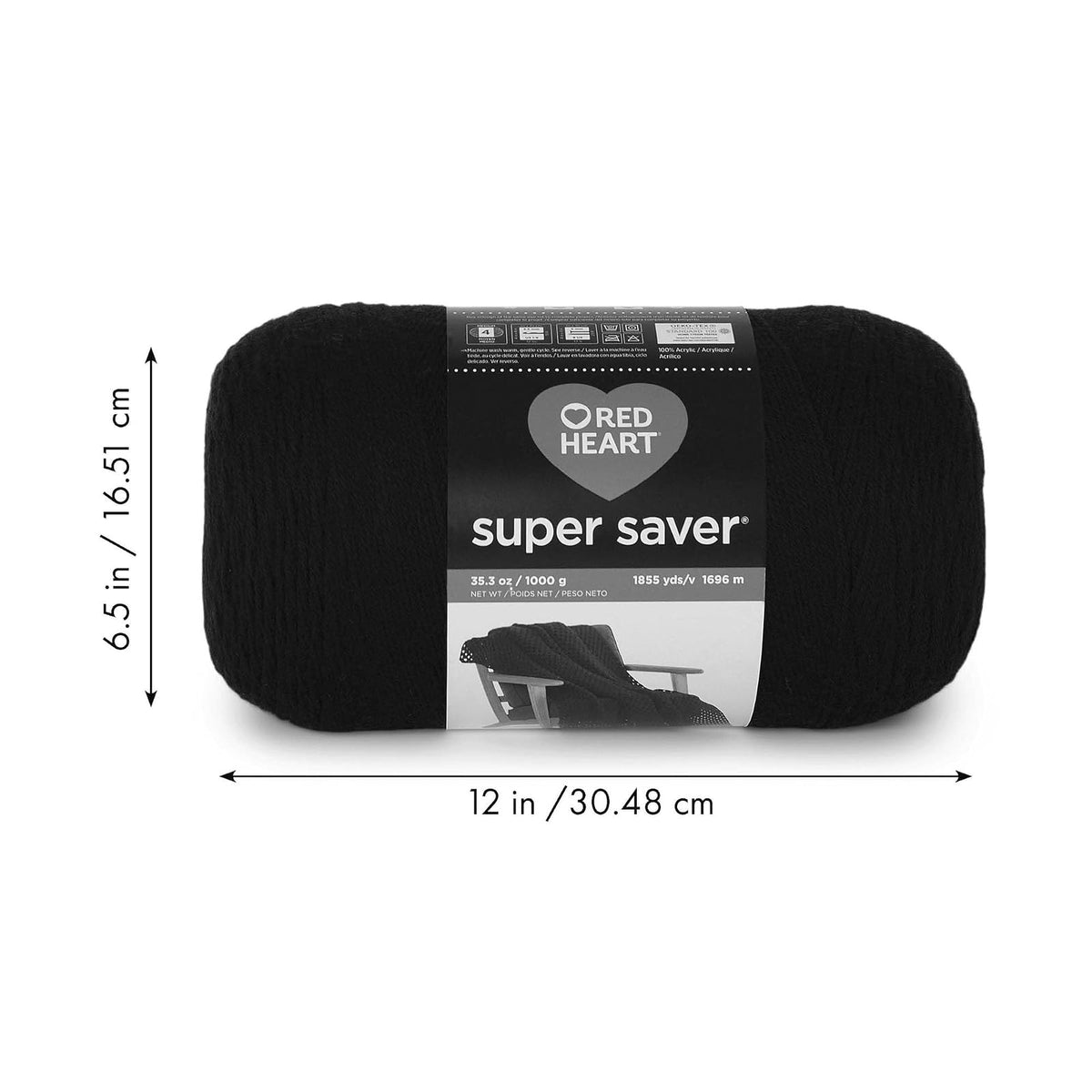 Red Heart Super Saver - Hilo blanco de 1000 g, 1 paquete de 35.2 oz/998 g, 100% acrílico, #4 Worsted (mediano) - 1860 yardas para tejer, ganchillo, manualidades y amigurumi