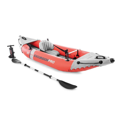 Serie de Kayak Inflable INTEX Excursion Pro: Incluye paletas de Kayak de Lujo de 86 Pulgadas y Bomba de Alto Rendimiento, PVC superresistente, Asiento de cubeta Ajustable, Soportes para caña de
