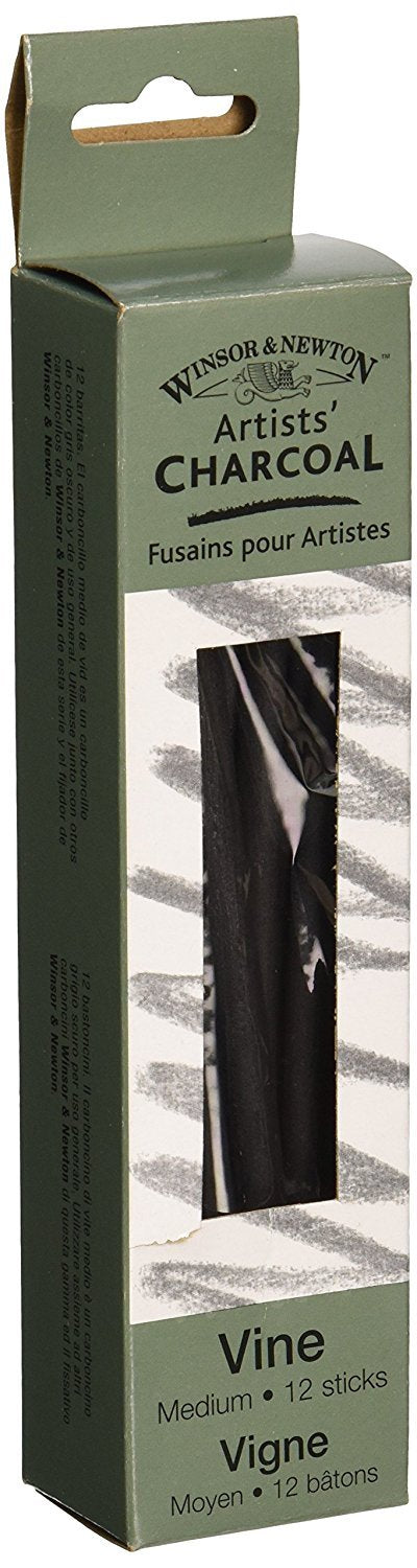 Winsor & Newton Carbón Vine para Dibujo - Caja de 12 unidades - Mediano