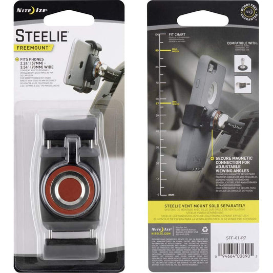 Nite Ize STF-01-R7 Soporte Original Steelie FreeMount - Soporte Adicional para Sistemas de Montaje de teléfono magnético Steelie, Color Negro