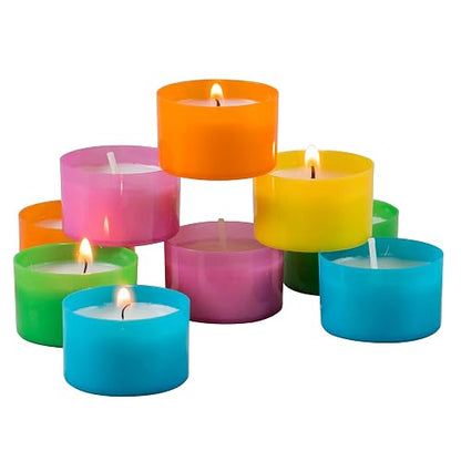 Stonebriar - Juego de 96 velas de té multicolor sin aroma con tiempo de combustión de 6 a 7 horas