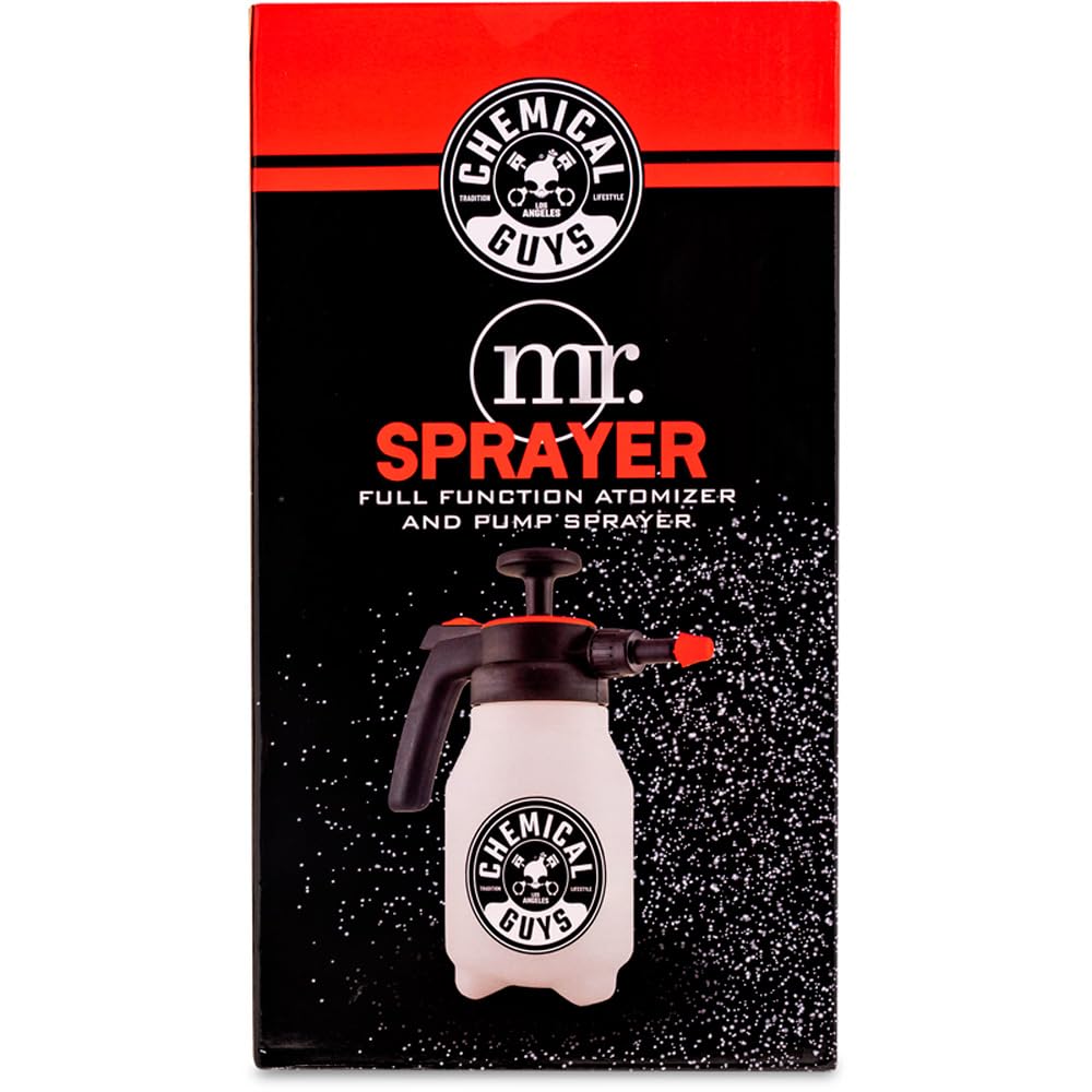 Chemical Guys Pulverizador de Bomba y atomizador a presión de función Completa para el hogar, el jardín y el Lavado y detallado de Automóviles (Botella de 50 oz)
