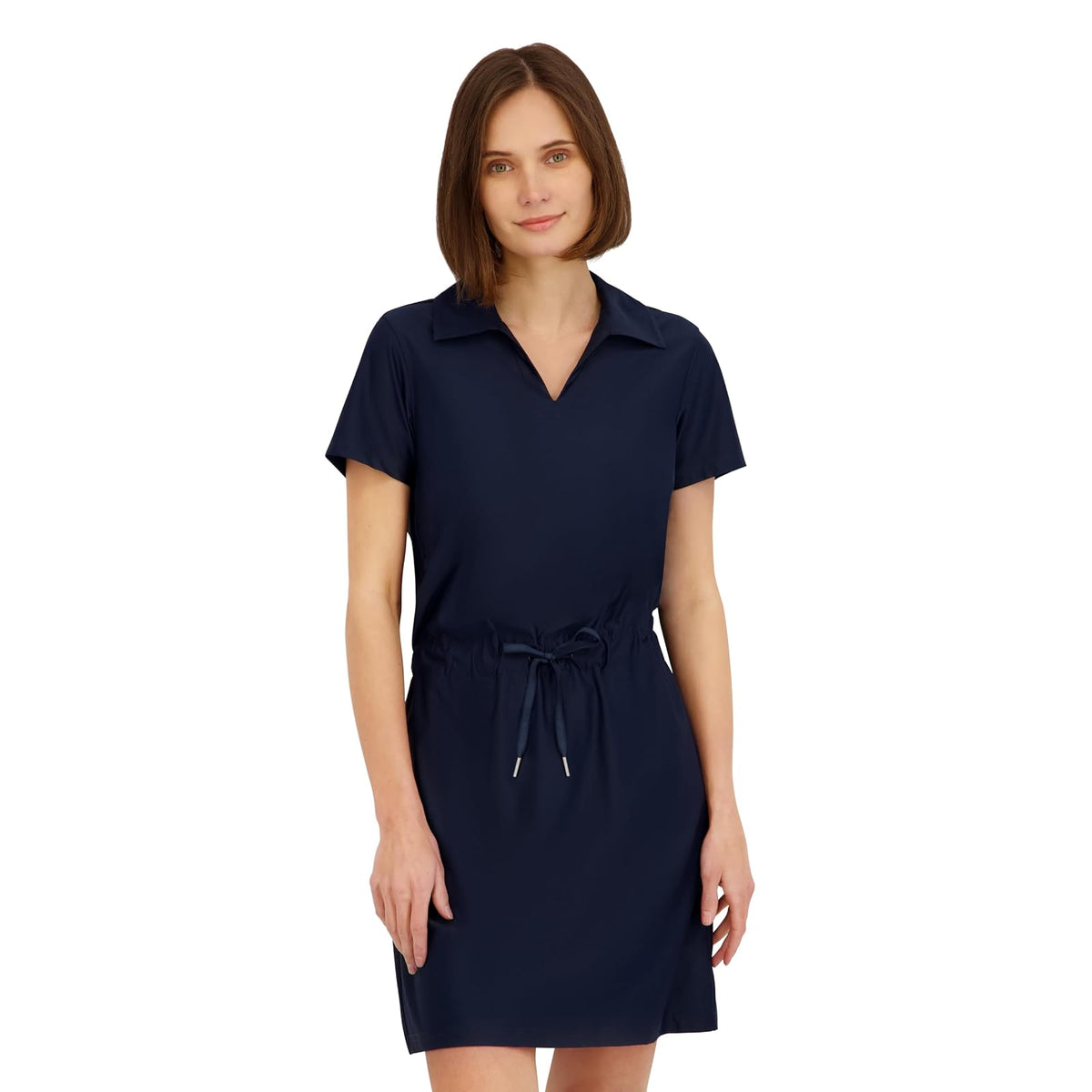 Spyder Collared Stretch Short Sleeve Knit Dress Vestido Mujer