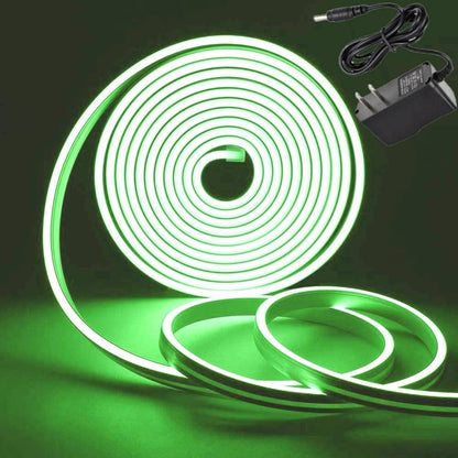 DOSYU Tira Neón Flex LED, 12V 16.4ft/5m Impermeable Flexible Cortable DIY 2835 Luces Led IP65 Decorativa para TV, Cuarto, Halloween, Fiesta de Navidad, con Adaptador(Verde)