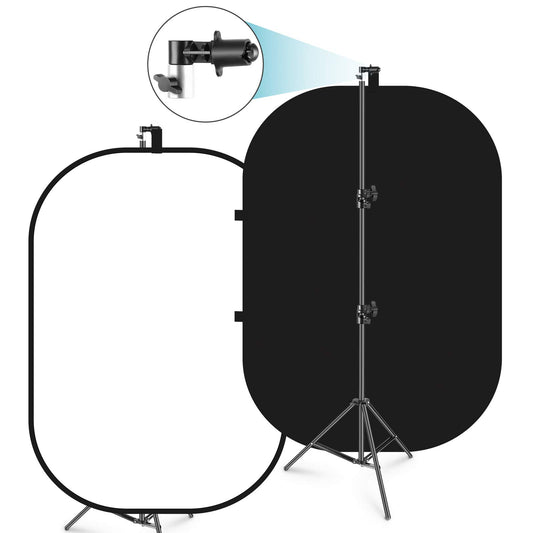 NEEWER 5x7ft/1.5x2m Chromakey Plegable Fondo con Soporte 8.5ft/2.6m | 2 in 1, Reversible, Negro, Blanco, Verde Panel, para Fotografia Estudio, Streaming en Vivo, Video Calls, Games
