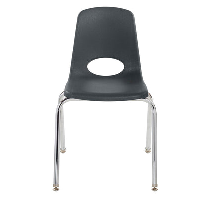FDP 10384-BK - Silla escolar de 18 pulgadas, asiento apilable para estudiantes con patas de acero chapado en cromo y deslizadores giratorios de nylon; para aprendizaje en casa, aula u oficina, color
