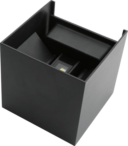 Luminaria LED Pared Cubo Doble Disparo y Angulo Ajustable ARTLITE Negro Mate 6W Alumio IP54 (Blanco Frío)