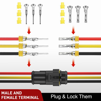 Nilight 50119G Conector Eléctrico de 622 Unidades, 1-6 Pines, Macho/Hembra, Impermeable, 43 Juegos