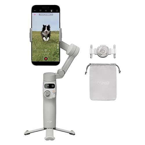 DJI Estabilizador Osmo Mobile 7 (iPhone y Android), Gimbal 3 Ejes | Trípode integrado, Ultraligero, Agarre cómodo, ActiveTrack, ShotGuides, Edición con un toque, 10 horas de uso