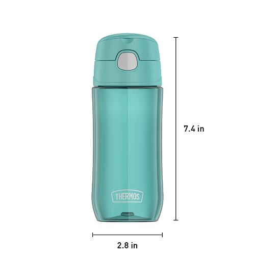 THERMOS FUNTAINER - Botella de hidratación de plástico de 16 onzas con boquilla, color aguamarina