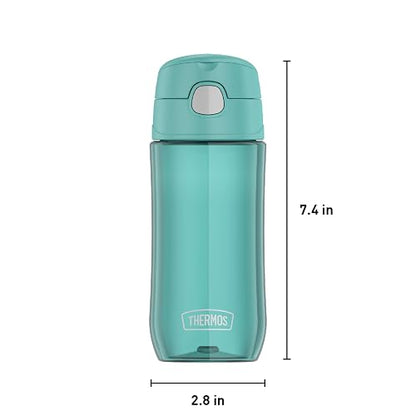 THERMOS FUNTAINER - Botella de hidratación de plástico de 16 onzas con boquilla, color aguamarina
