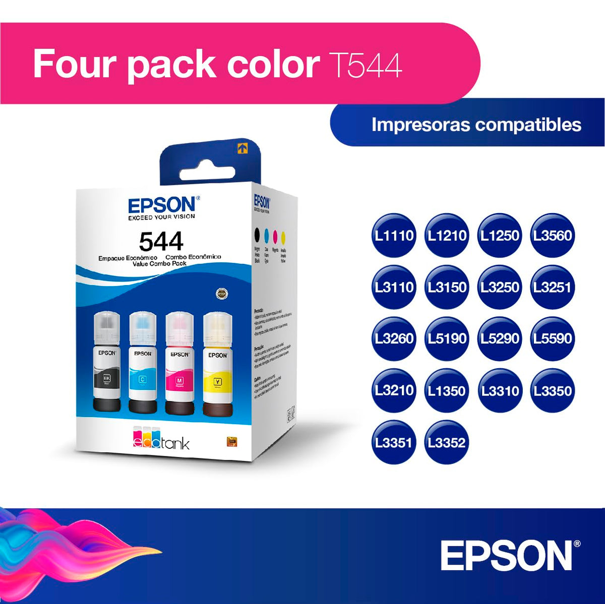 Epson Ecofit Botellas de Tinta Neg-Cian-Mag-Ama T544 4 unidades