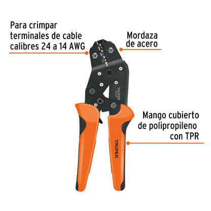 Truper PCT-8K, Kit de crimpadora y 500 terminales con aislamiento