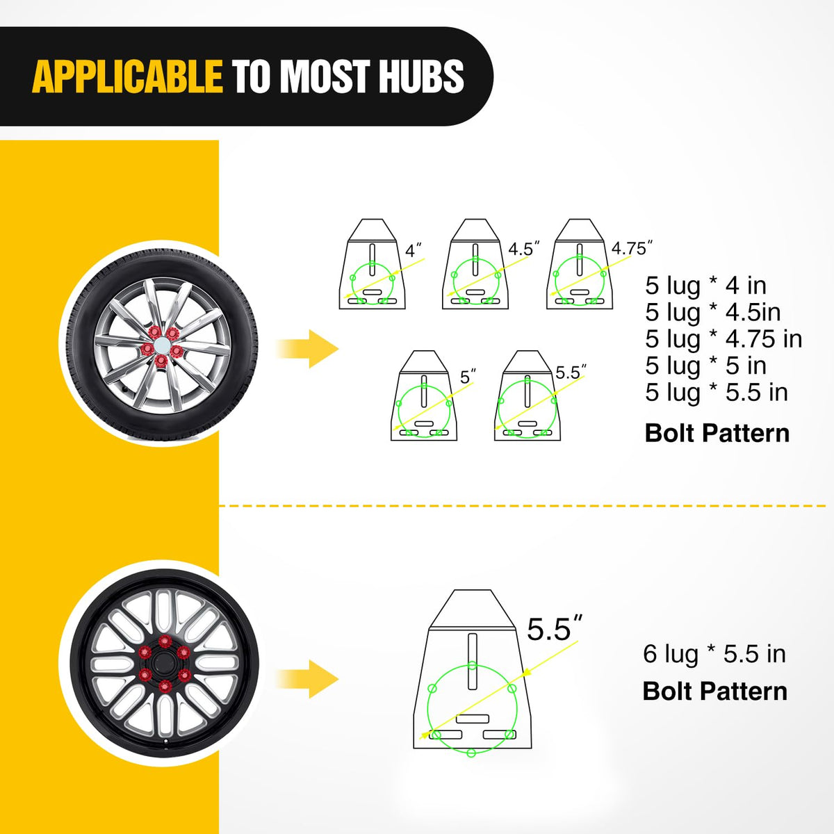 Nilight - Soporte de neumático de repuesto para enganche de remolque ajustable para camión, SUV, ATV, UTV, receptor de 2 pulgadas, se adapta a ruedas de remolque de 4 y 5 y 6 lengüetas
