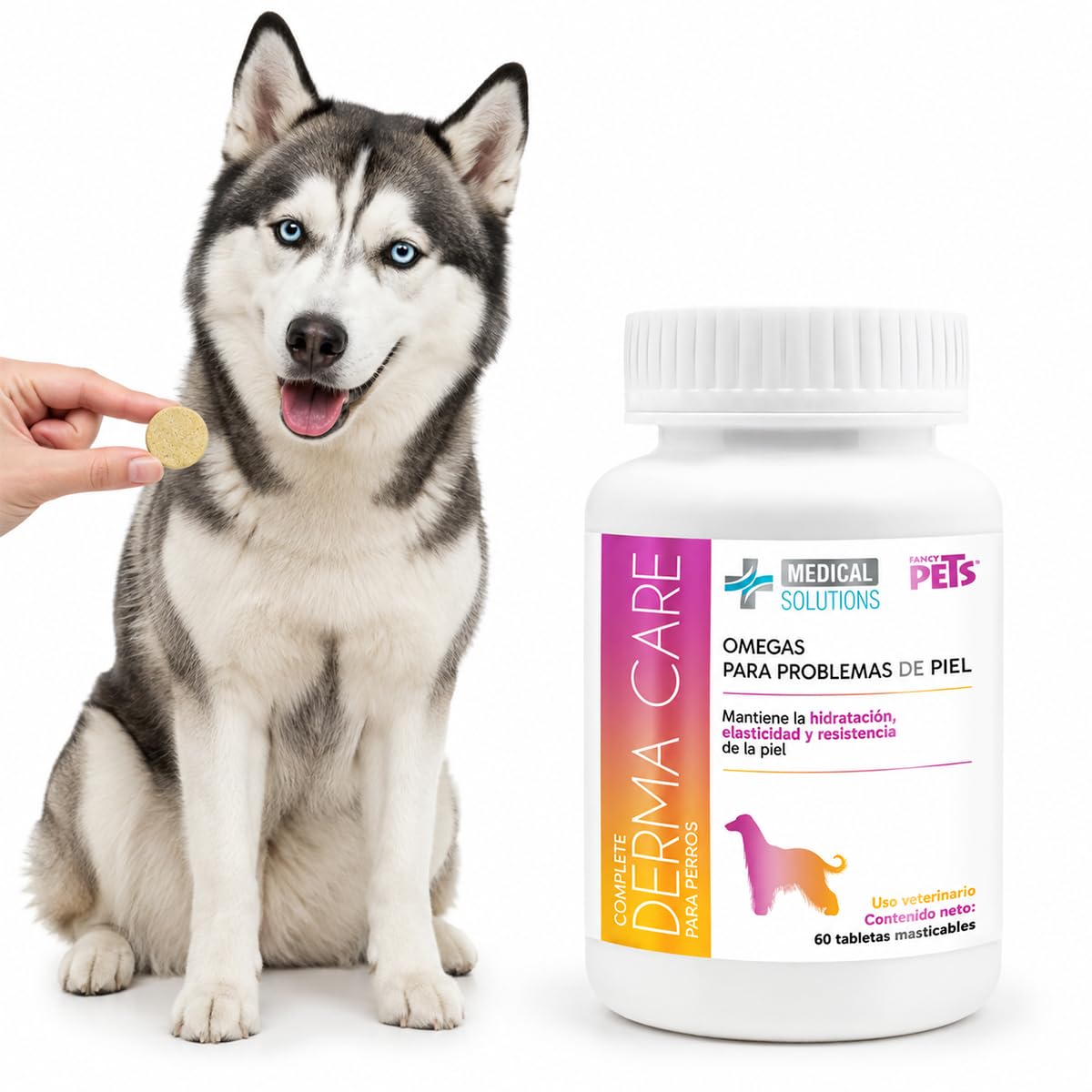 Fancy Pets Medical Solutions Complete Derma Care para Perros 60 Tabletas Masticables Suplemento Nutricional para Piel y Pelaje Saludable