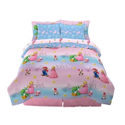 Franco Pokémon Juego de Ropa de Cama, 7 Piezas, Tamaño Matrimonial - 7 Piece Full Size - Super Mario Girl
