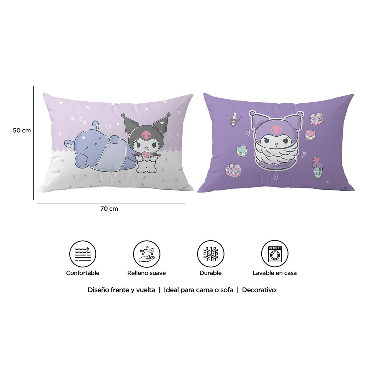 Providencia Almohada Reversible 70x50 cms Kuromi Stars