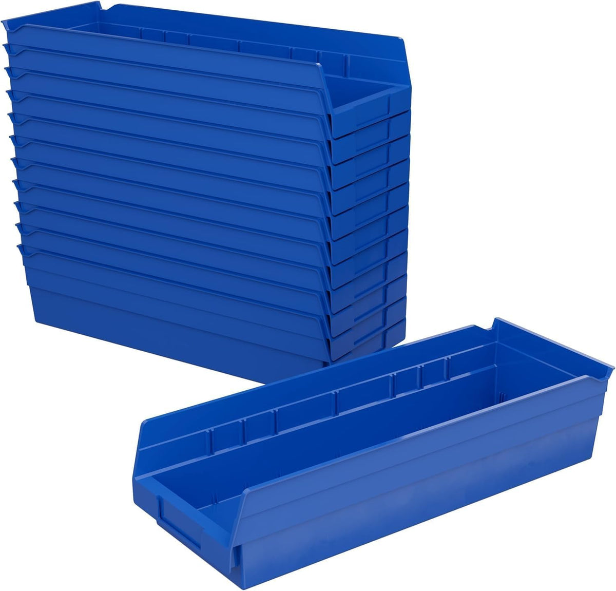 Akro-Mils 30138 18-Inch by 6-Inch by 4-Inch Plastic Nesting Shelf Bin Box, Blue, Case of 12